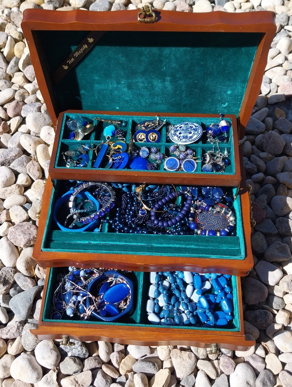 Blue Statement Jewelry Collection in Wooden Organizer - Picture 8 of 10